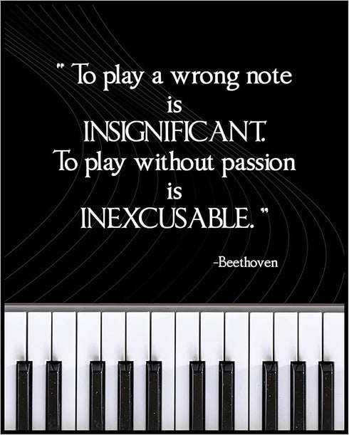 Posterizer 1 pcs-Playing Without Passion-Beethoven Quote-Musical Art Collection-Gift for Music Fans-Gift for Girls, Boys, Teens-Living Room Bedroo...